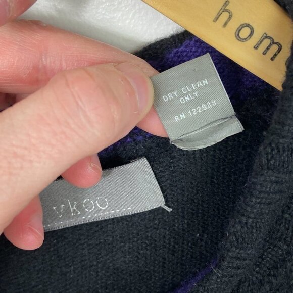 Vkoo 100% Cashmere Knit Sweater‎ V-Neck Black Size P or XS Long Sleeves Pullover - Picture 7 of 12
